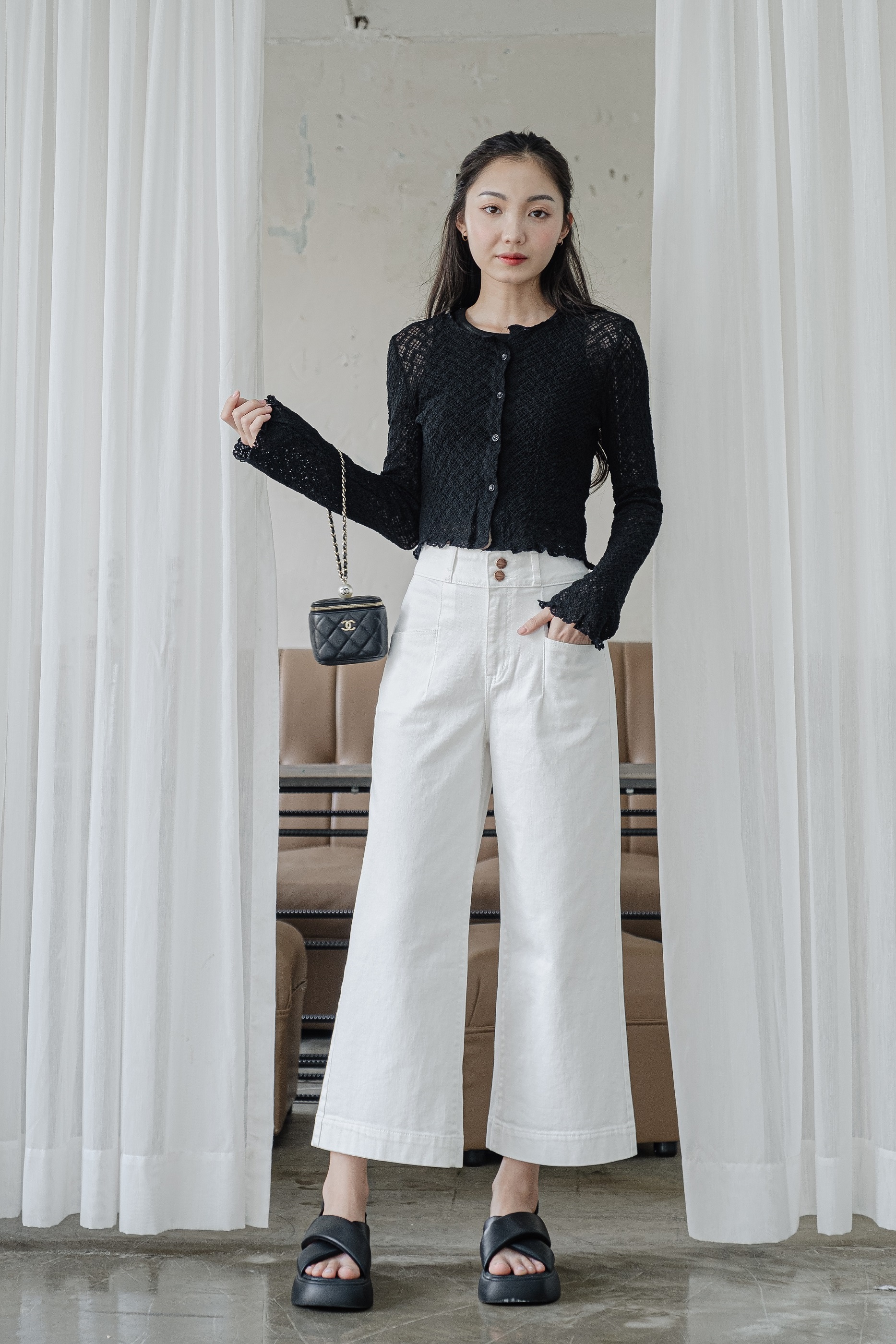 Lenclothing quần jeans nữ 9585-9586-9587-9588 - quần culottes 9 tấc túi chìm