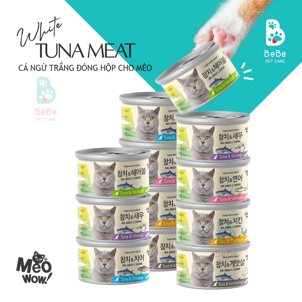 [Combo 10 - 12 Lon] Pate MEOWOW Từ Cá Ngừ Trắng Nhiều Vị Cho Mèo Mọi Lứa Tuổi