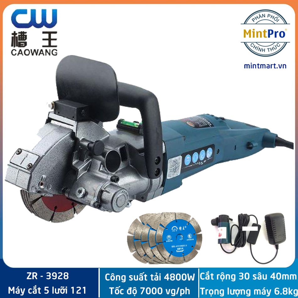 Máy cắt rãnh tường 5 lưỡi Caowang ZR3928- Công suất có tải 4800W