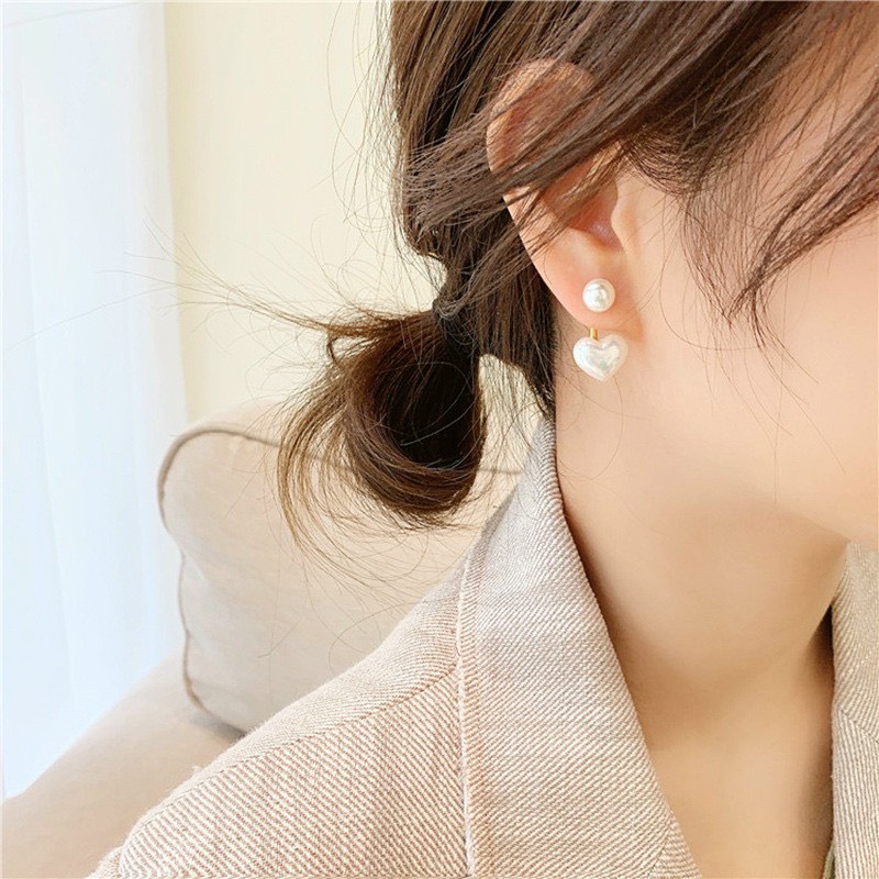 Bông tai nữ hạt cườm trái tim REI111