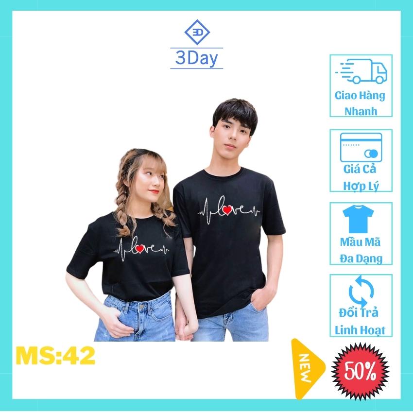 [Áo Đôi Giá Xưởng+Tặng 2 Túi Thơm 19K] Áo Thun Cặp Đôi Nam Nữ Love Chất Đẹp MS:42,Chất Vải Thun Cotton Mềm,Mát Mịn,Thoáng Khí,Phong Cách Hàn Quốc/ Giá 1áo +Tặng Kèm Túi Thơm Treo Tủ Quần Áo Thảo Mộc Thiên Nhiên Chống Ẩm Mốc