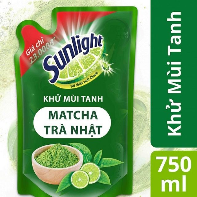 Nước rửa chén Sunlight trà xanh dạng túi 750g