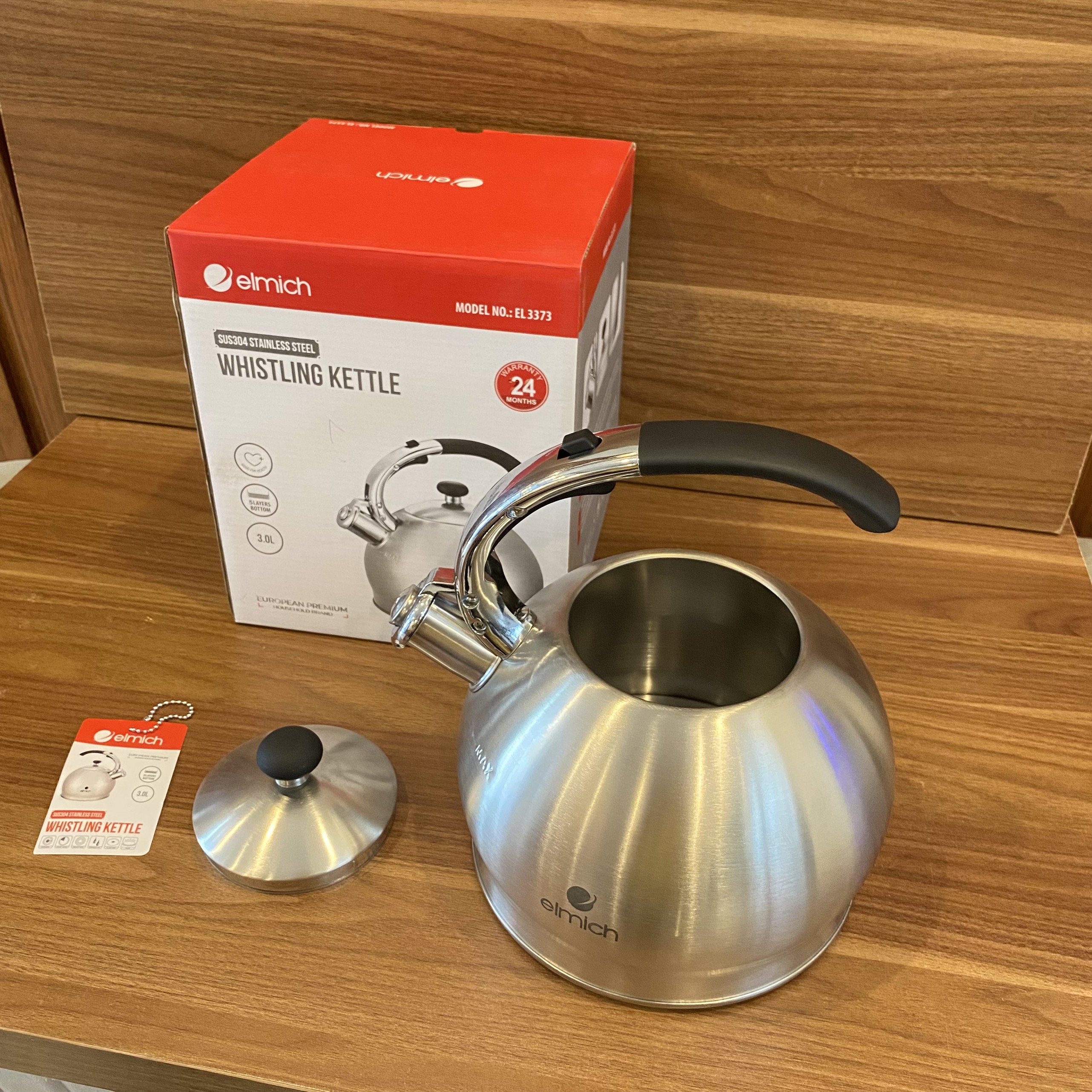Ấm Đun Nước Siêu Tốc Bằng inox 304 Elmich EL-3373 (Dung Tích 2.5L, Có Còi Báo Khi Nước Sôi)