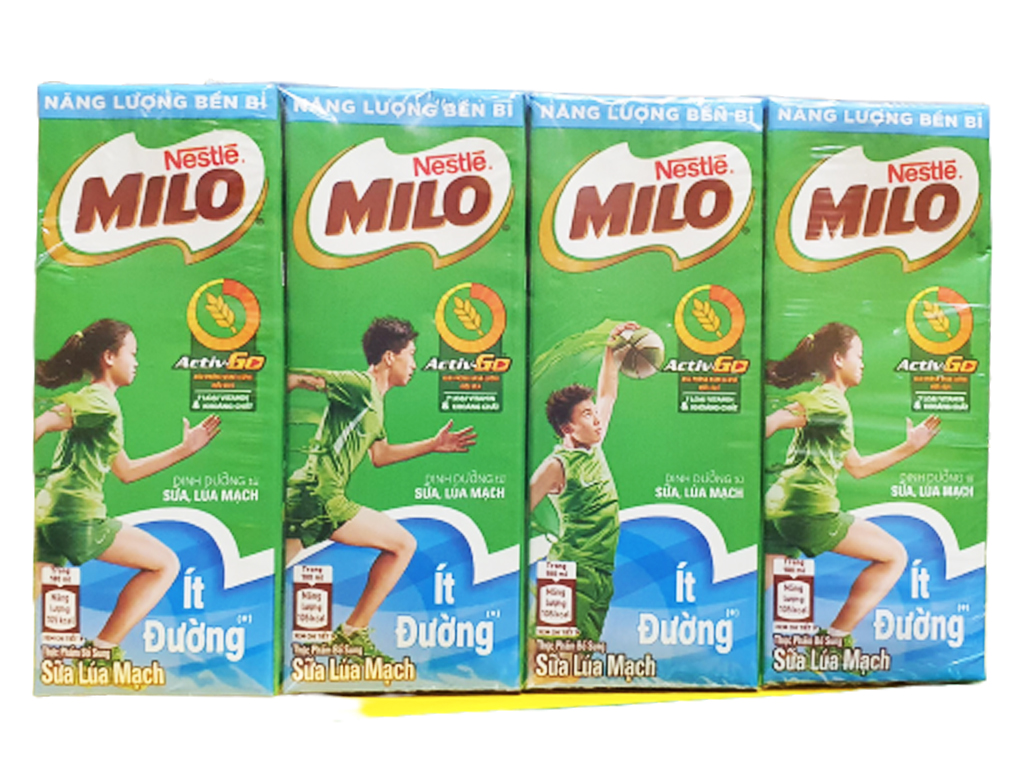 Lốc 4 hộp thức uống lúa mạch ít đường Milo Active Go 180ml