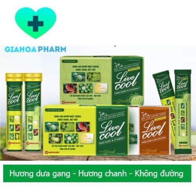 [HCM]Bột sủi thanh nhiệt Livecool - Thanh nhiệt mát gan giải độc - Bột sủi dưa gang