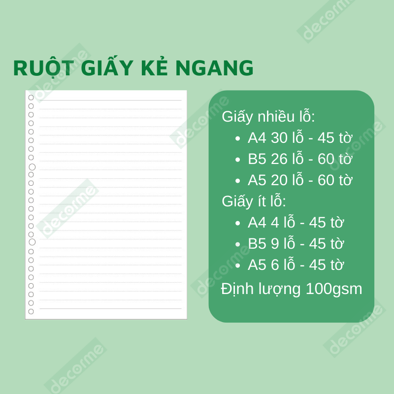 Sổ còng DecorMe bìa sổ còng A4 A5 B5 binder còng sắt 4 9 6 20 26 30 còng làm sổ tay, sổ ghi chép, take notes, bujo