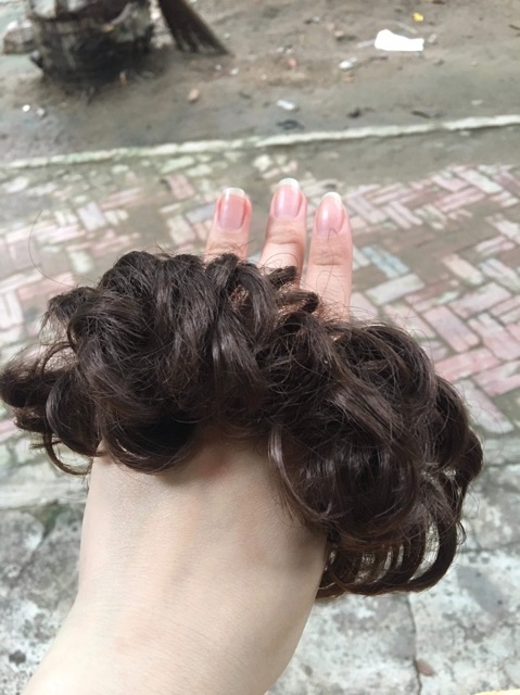 Tóc Búi Cột Xoăn|Đơn  _Búi Tóc Xoăn Dây Cột Tóc Giả Cao Cấp