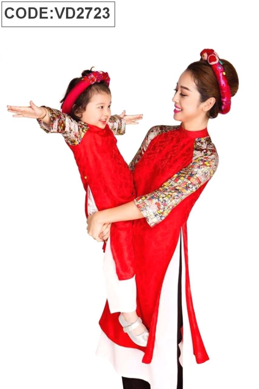 Sét áo dài cách tân mẹ và bé kèm mấn-BS