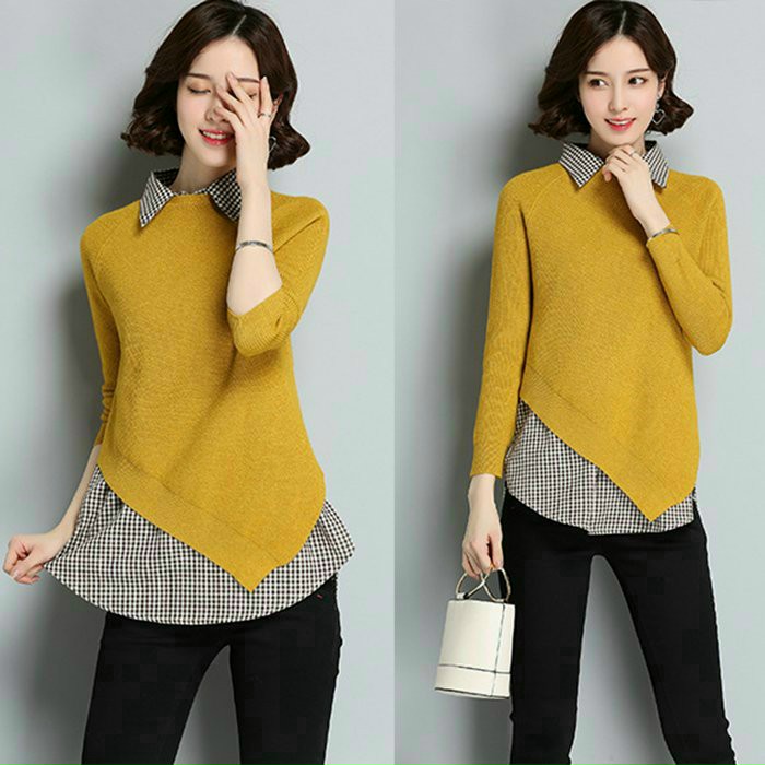Shoppro-set wool 2 includes sweater outside sleeve long delivery's tonic neck shirt inside ultra-stylish, feminine-streetwear, office 2125