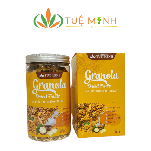BÁO GIÁ NGŨ CỐC NGUYÊN CHẤT QUÊ TÔI KHÔNG ĐƯỜNG 440G | Shopee Lazada Sendo Tiki mới nhất 38 Granola Tuệ Minh(100gr/ 300gr/ 500gr)- Ngũ cốc dinh dưỡng siêu hạt & quả, không đường thêm Macca, Dâu tây, Nho - Đảm bảo an toàn vệ sinh thực phẩm, nguyên liệu hoàn toàn thuần chay, giàu chất xơ và protein, hỗ trợ giảm cân tự nhiên