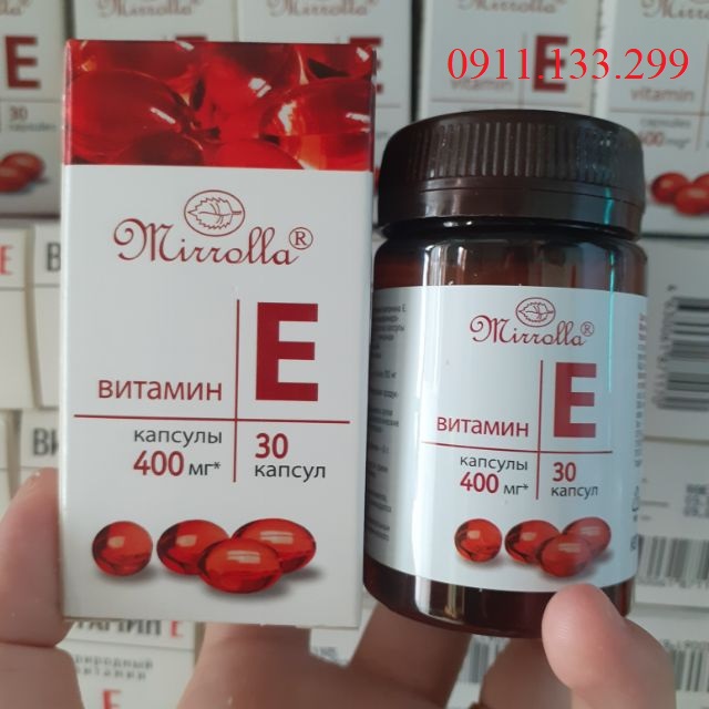 Vitamin E đỏ Nga Mirrolla 400mg dạng lọ nhựa 30 viên