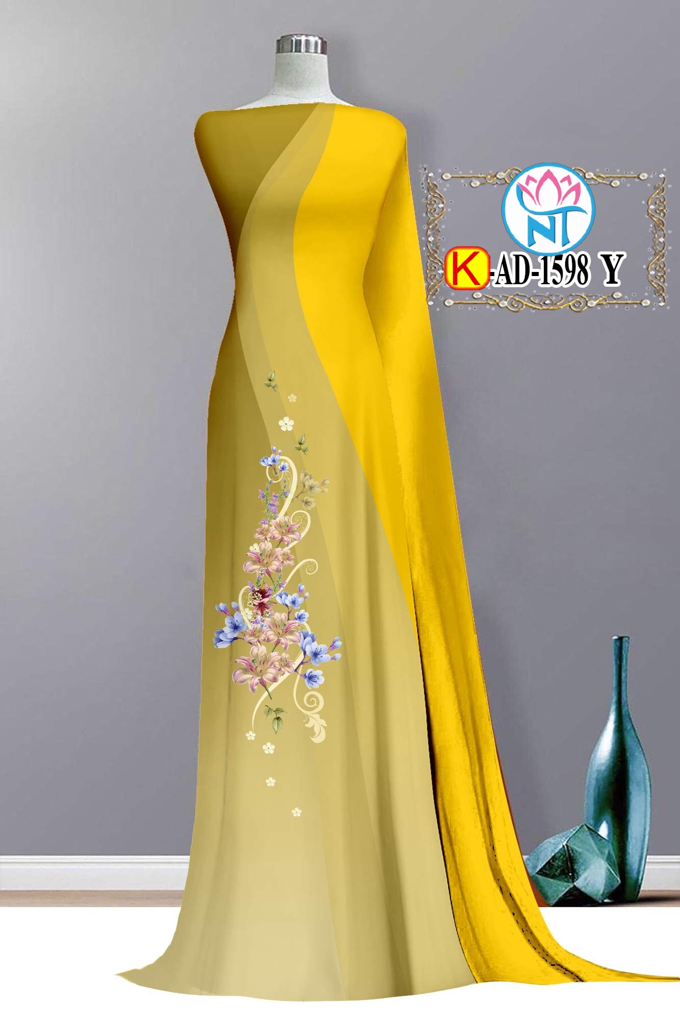 Vải áo dài 3D độc lạ đẹp - K 1598