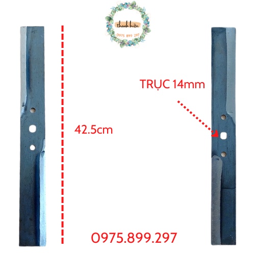 Lưỡi dao lắp máy thái chuối dài 43cm trục 14mm