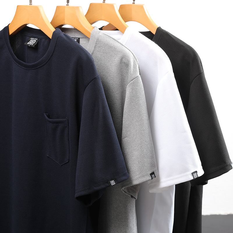Áo thun Unisex Basic Tee phông trơn nam nữ tay lỡ oversize Vải Waffle