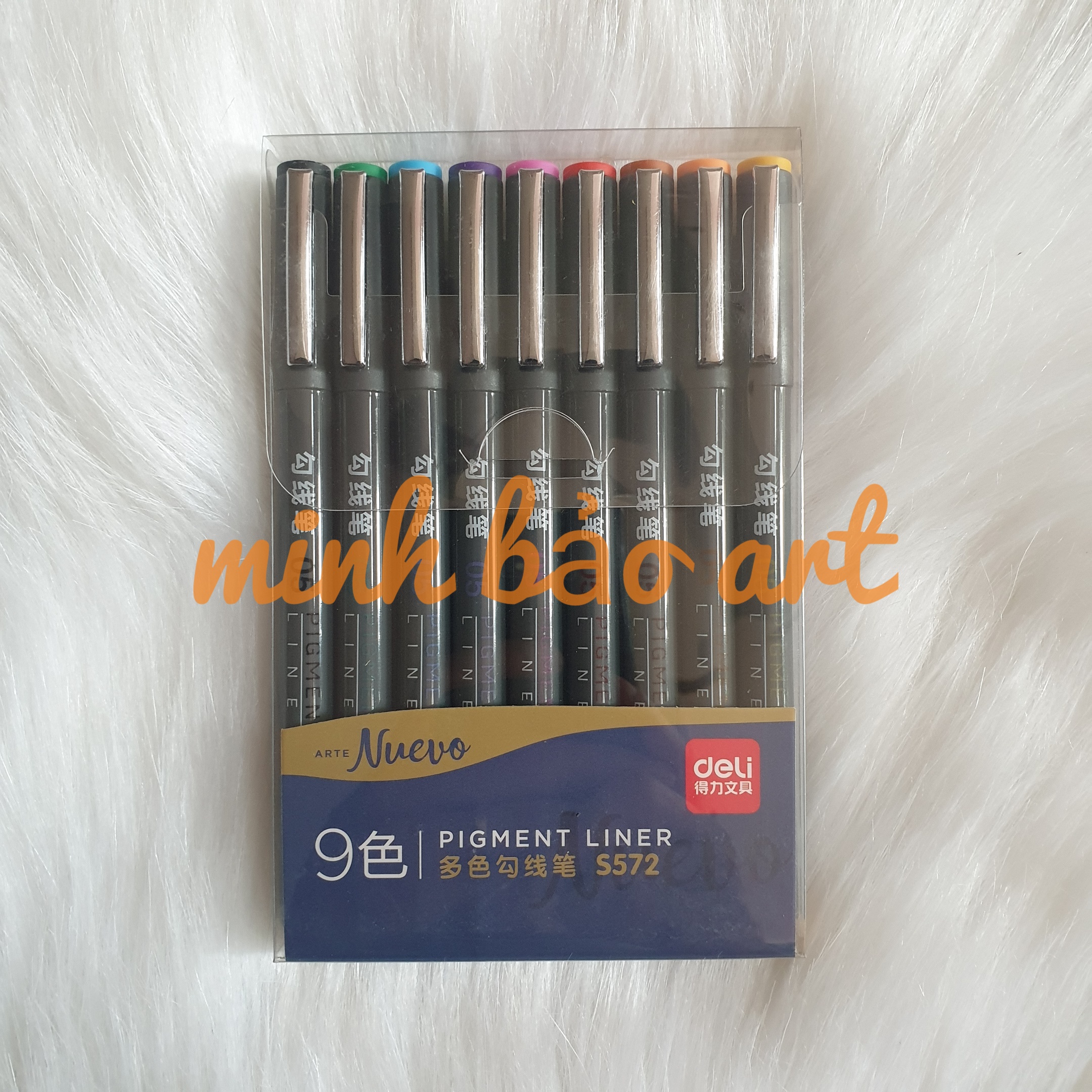 [HCM]BỘ 9 CÂY BÚT ĐI NÉT MÀU DELI (NGÒI BỌC KIM LOẠI 0.5MM - MÀU GỐC NƯỚC)