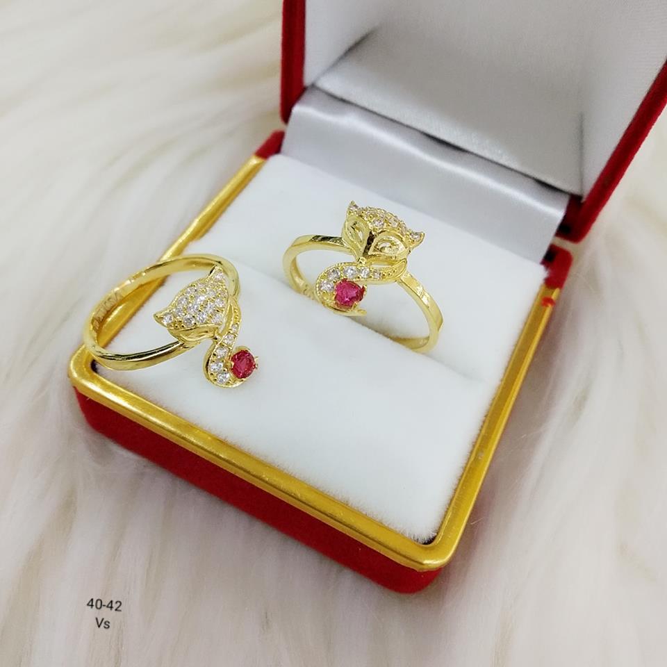Nhẫn hồ ly vàng 10k đuôi đá NV39