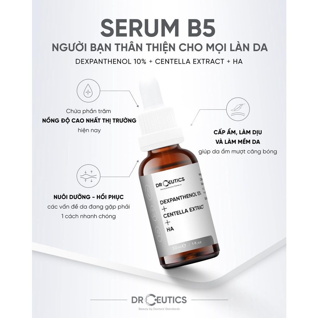 Serum B5 DrCeutics Phục Hồi Da Treatment Dexpanthenol 10% + Centella Extract + HA