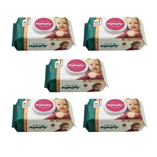 COMBO 5 GÓI KHĂN ƯỚT MAMAMY 100 TỜ - có MÙI