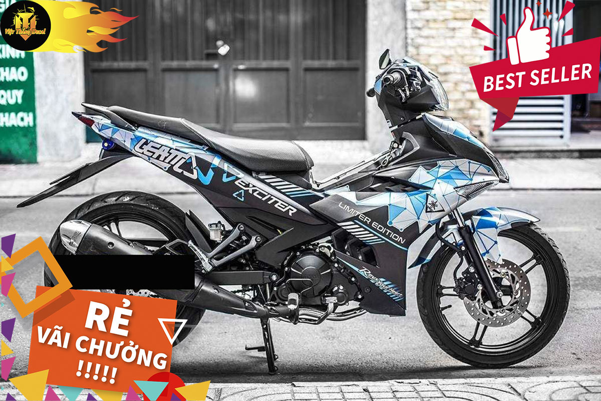 Tem Trùm Exciter 150 LEAD Xanh Bạc Đen