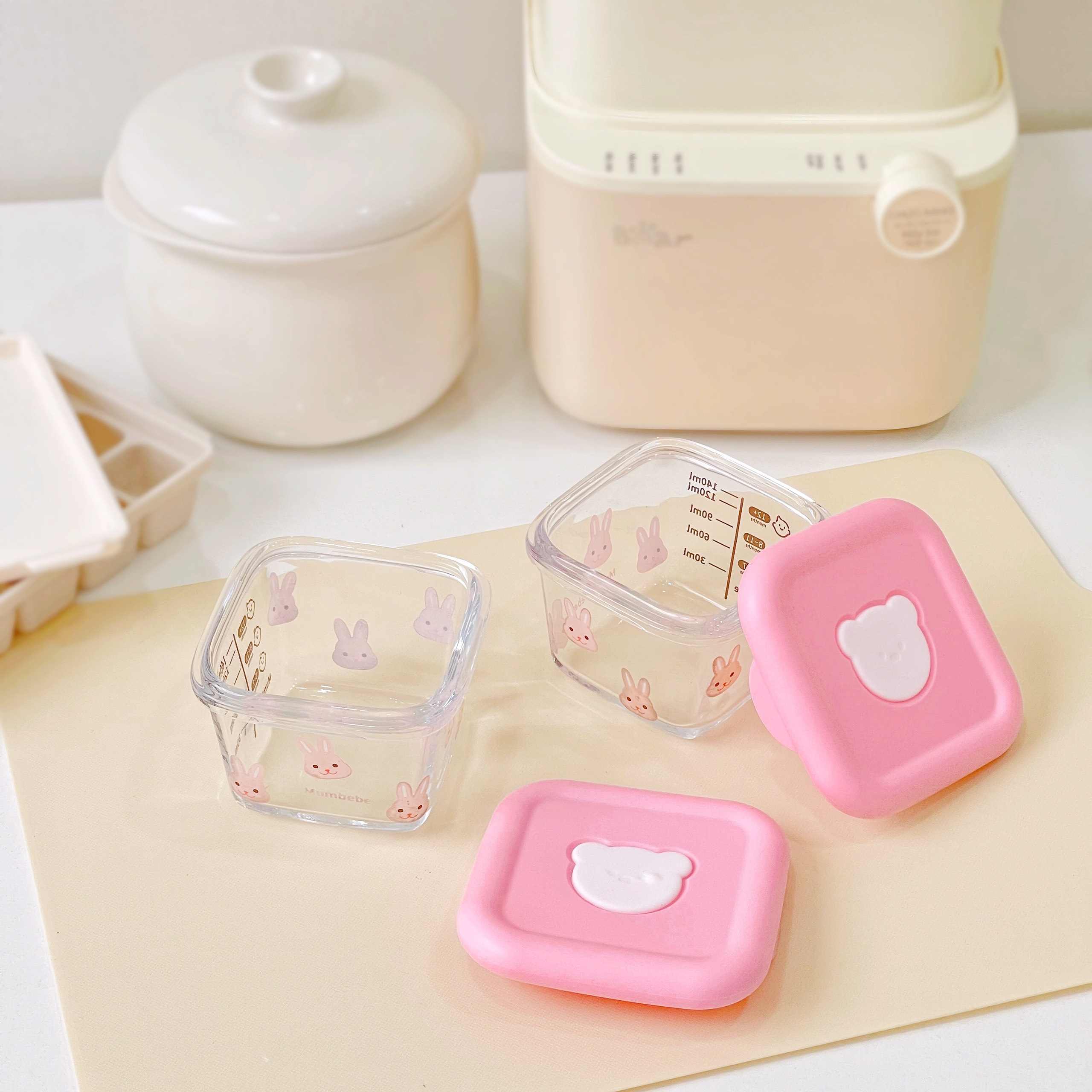 Bát Thuỷ Tinh Đựng Đồ Cho Bé Ăn Dặm Có Vạch Chia Ml - Hộp Trữ Đông Thực Phẩm Có Nắp Cho Bé Và Gia Đình
