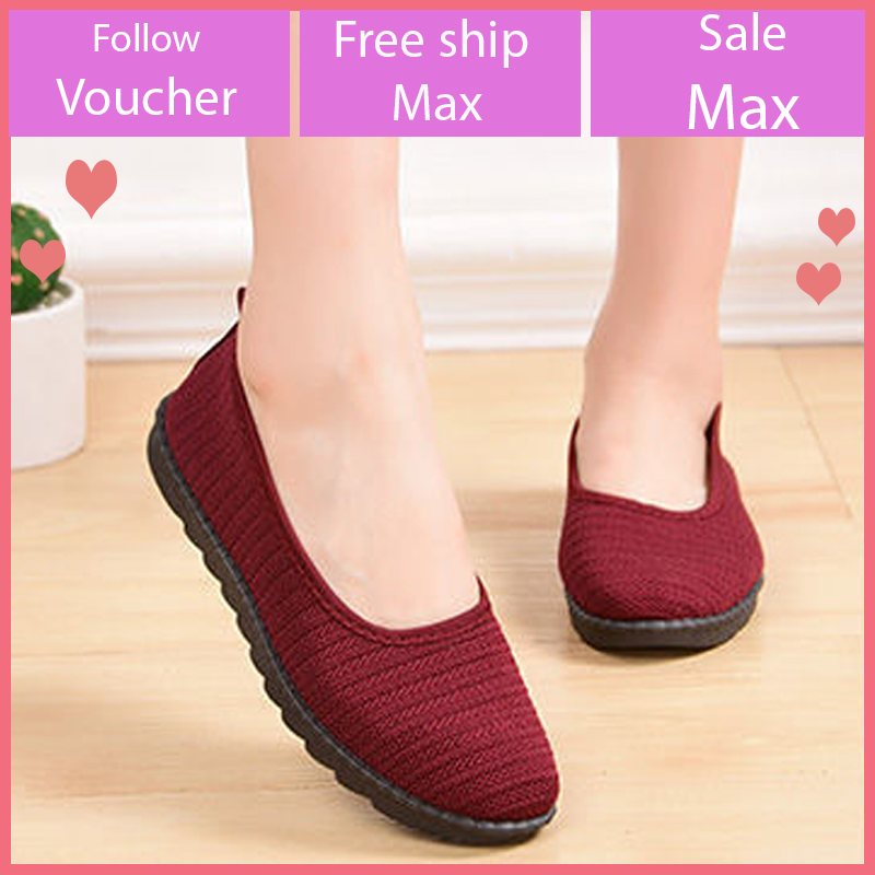 Giày búp bê vải nữ đế bằng 2cm đi bộ cực êm chân V288