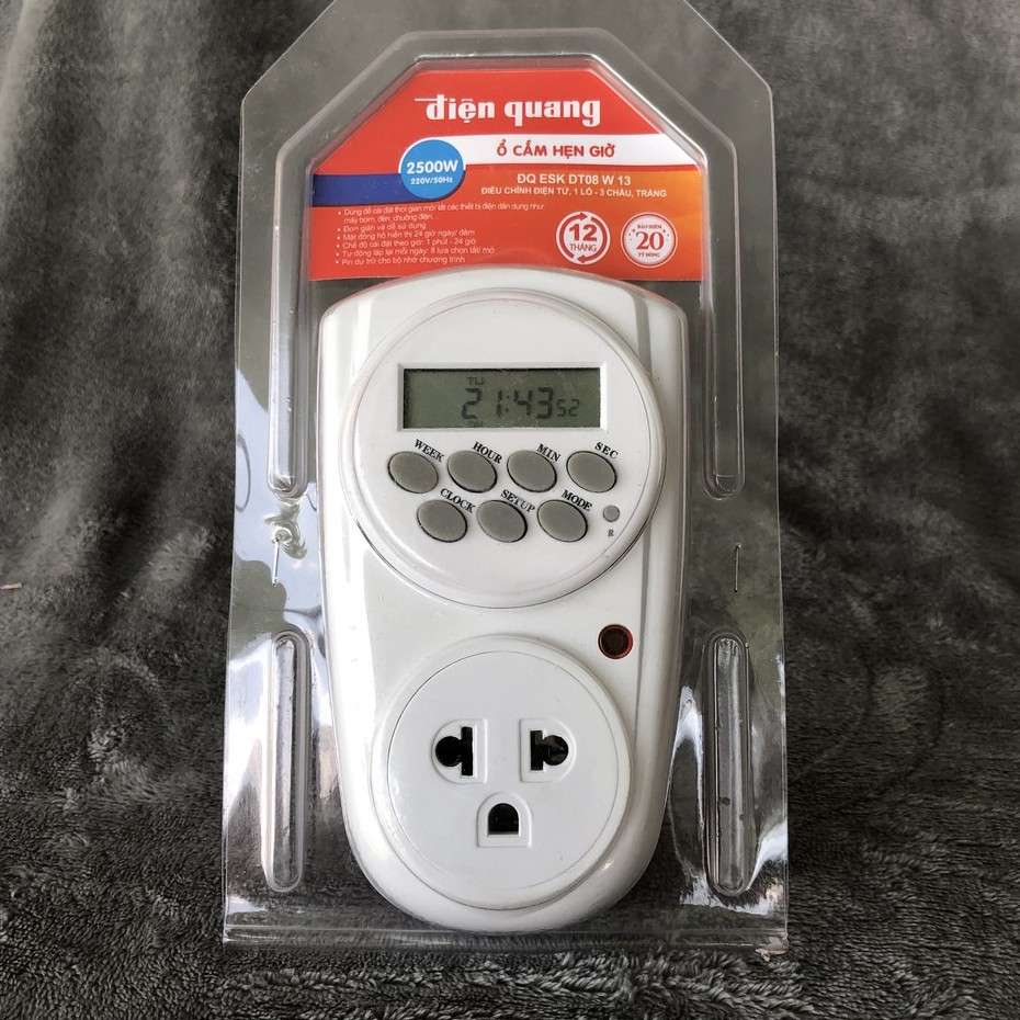 Ổ cấm hẹn giờ điện tử Điện Quang 2500W