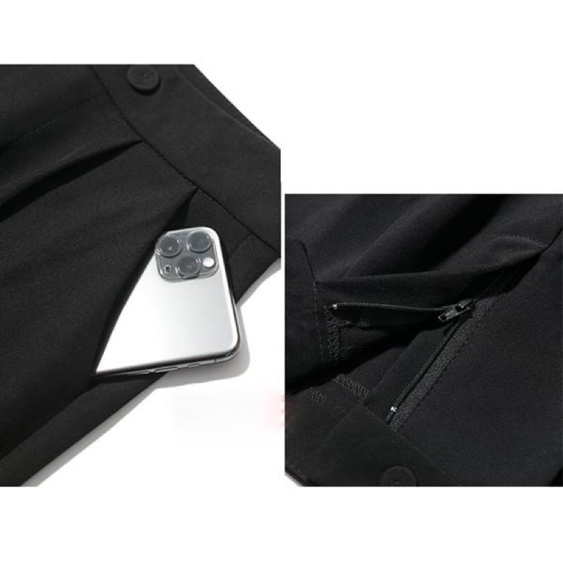 Quần baggy nữ 2 khuy dọc cạp lưng cao (Mã 066)