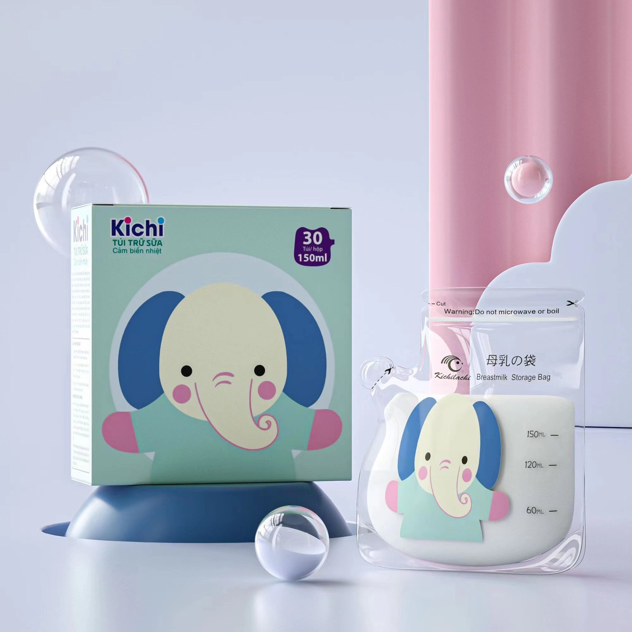 Hộp 50 túi trữ sữa kichilachi 100ml, 120ml, 150ml, 200ml, 250ml mẫu mới