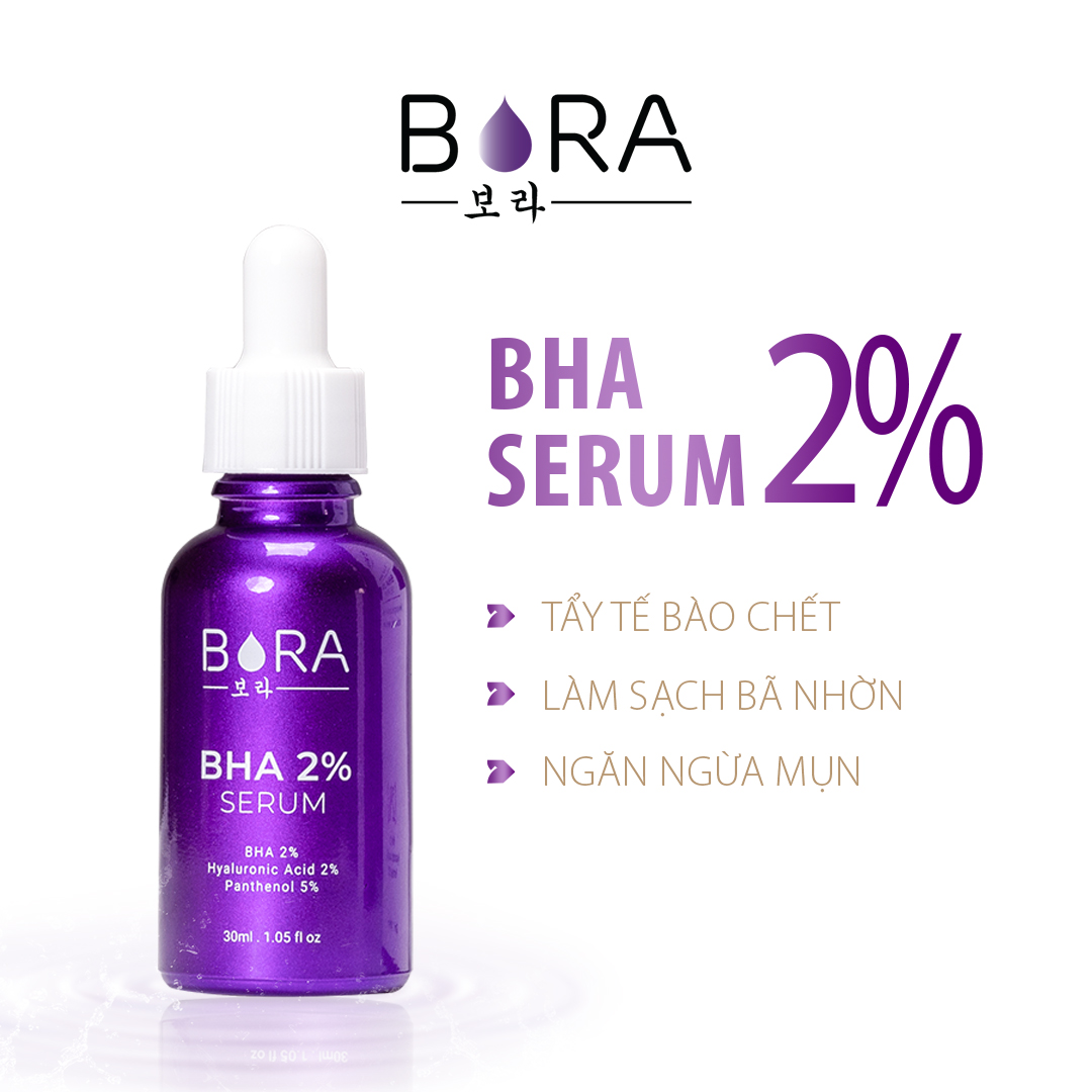 Serum ngăn ngừa mụn BHA 2% Bora tẩy tế bào chết, loại bỏ mụn đầu đen