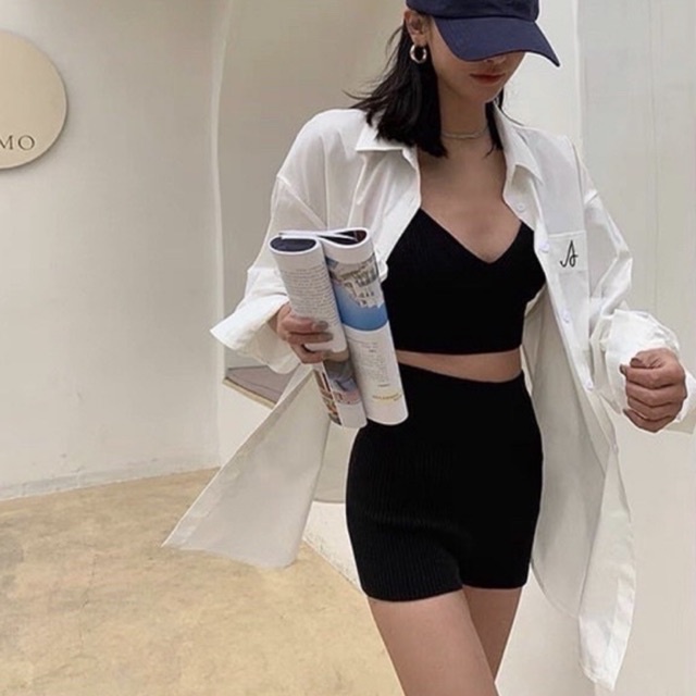 Quần đùi nữ - quần legging knit short trendy chất thun dày dặn