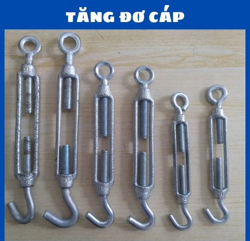 Tăng đơ dây cáp, tăng cáp phi 6, tăng đơ cáp phi 10, phi 12, phi 14, phi 16, phi 18, phi 20 dùng để tăng đơ dây cáp tăng độ căng dây, chất liệu tăng đơ dây cáp là thép đúc mạ kẽm chịu tải cao - Cơ Khí Liên Sơn