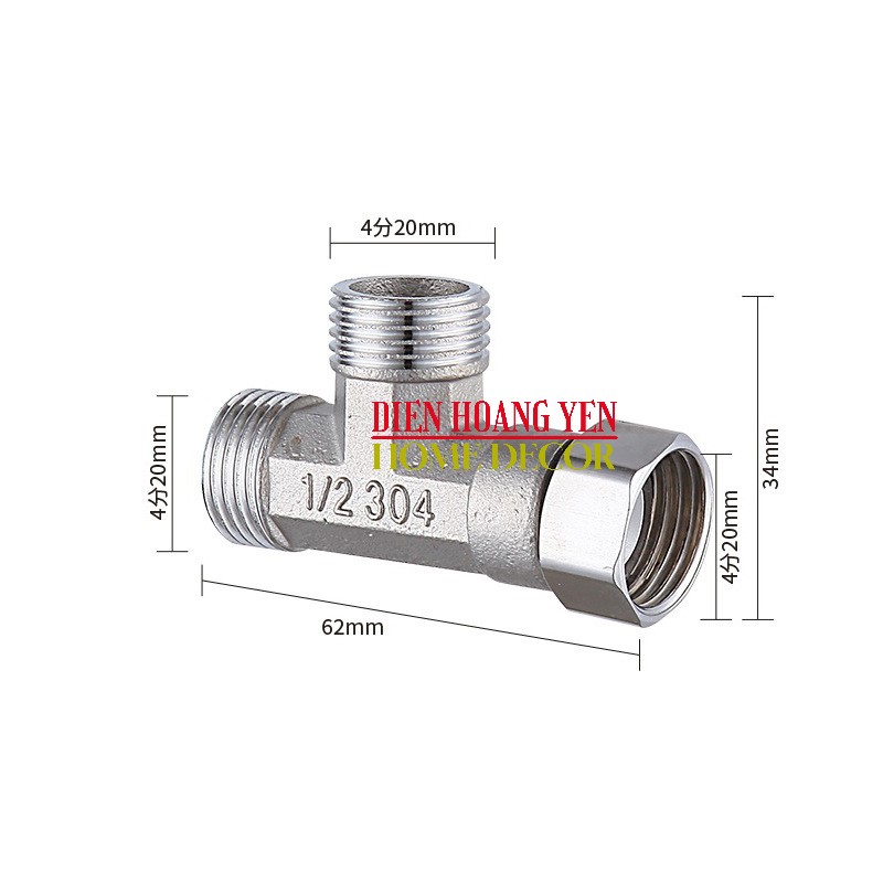 Tê Cầu Inox SUS 304 CHIA NƯỚC bồn cầu và vòi xịt