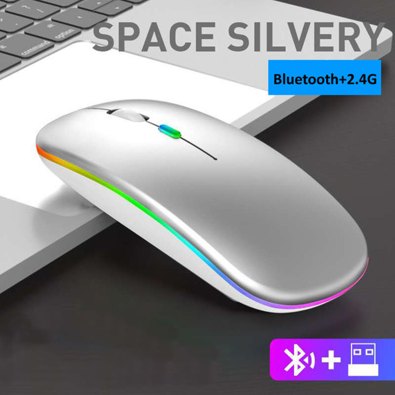 Chuột Không Dây Dùng Pin Sạc Với 2.4GHz USB RGB,Click Không Gây Tiếng Ồn,Khoảng Cách Tín Hiệu 10-20m