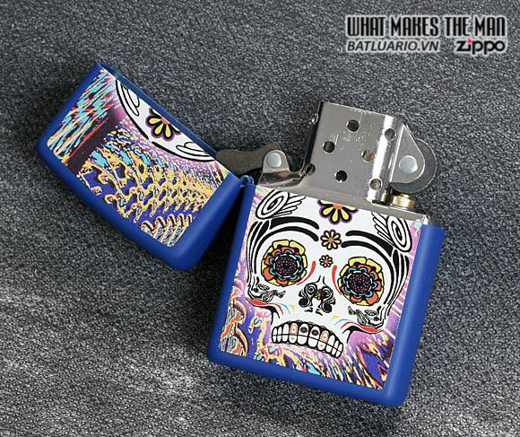 Bật lửa zippo 28470 - Bật lửa zippo Day Of The Dead Royal Blue Matte