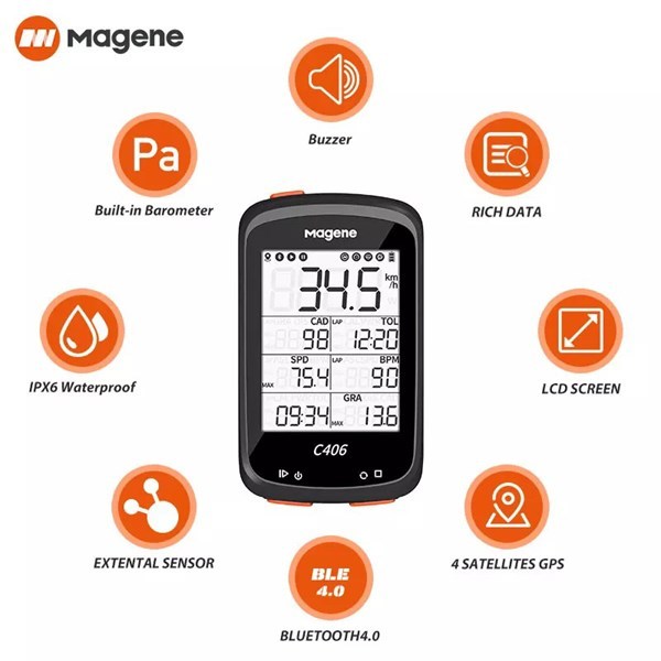 Đồng hồ xe đạp vệ tinh định vị GPS Magene C406 chống nước cao cấp bản Full và Lite