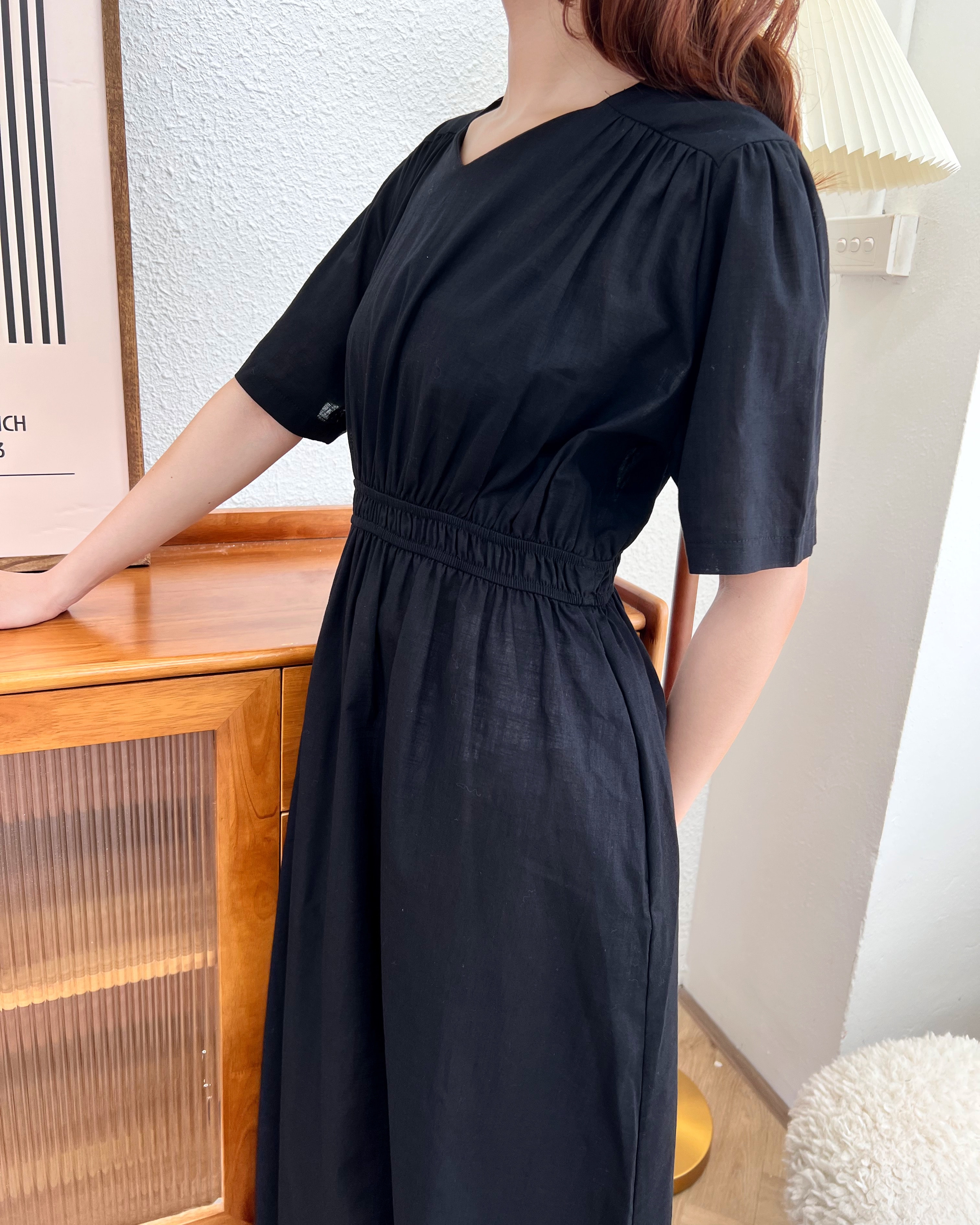 [ogniM Seoul] Váy liền dáng dài eo chun phong cách Hàn Quốc (Made in Korea)