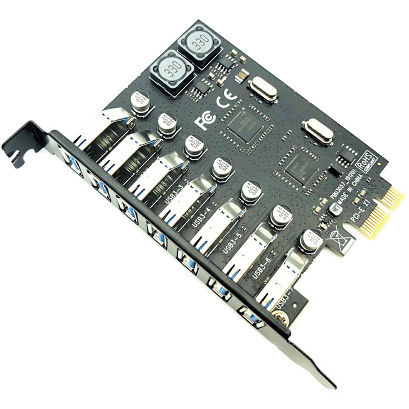 USB 3.0 PCI-E Expansion Card Adapter 7 Ports Hub Adapter External Controller PCI-E Extender PCI Express Card for Desktop