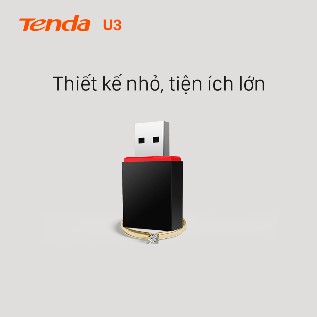 Tenda USB kết nối Wifi 2.4G U3 chuẩn N tốc độ 300Mbps - Hãng phân phối chính thức