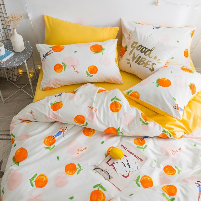 Kiểu Hàn Trên Giường Bộ Bốn Chiếc 100% Cotton 100% Cotton Ga Trải Giường Vỏ Chăn Cô Gái Phong Cách Điền Viên 1.5 M Giản Lược 1.8m M Ga Bọc Đệm