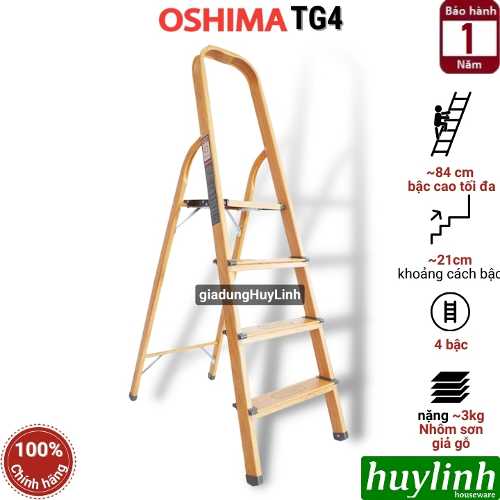 [HCM]Thang nhôm ghế 4 bậc Oshima TG4