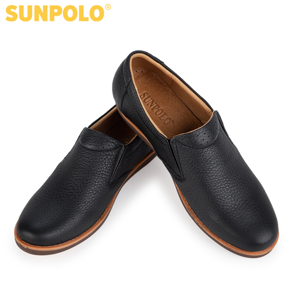 Giày mọi nam da bò SUNPOLO SUMU01 (Đen, Nâu)