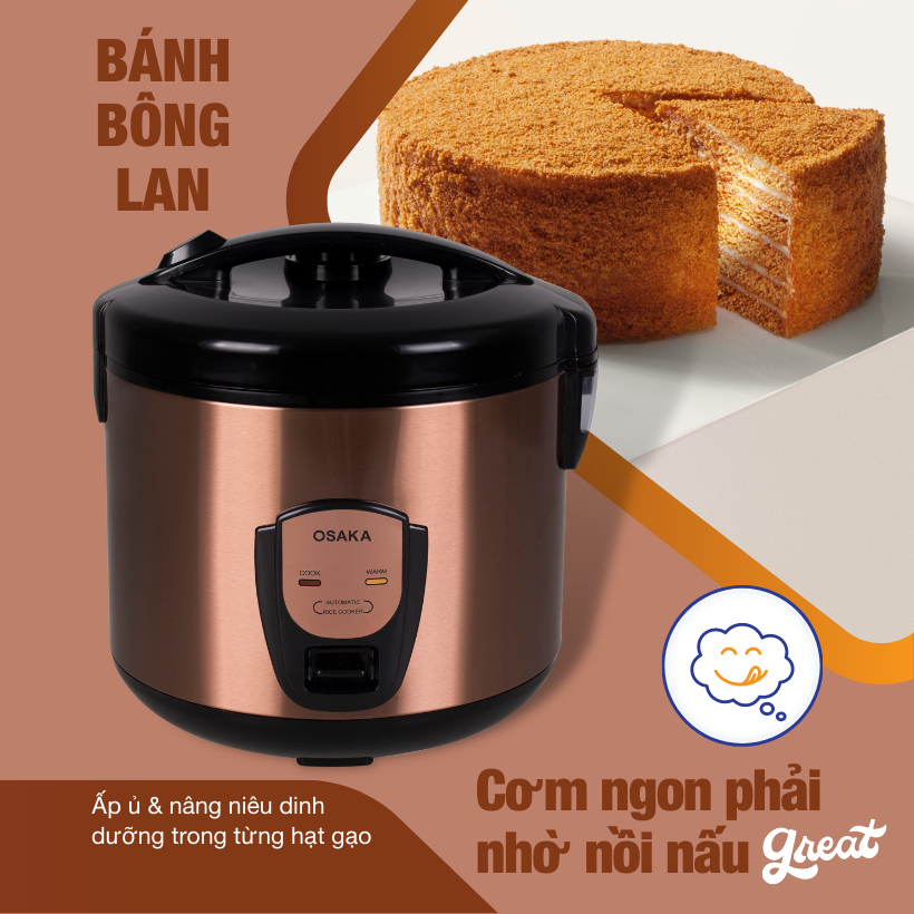 Nồi cơm điện OSAKA RC318P 1.8L (Nâu Đồng)