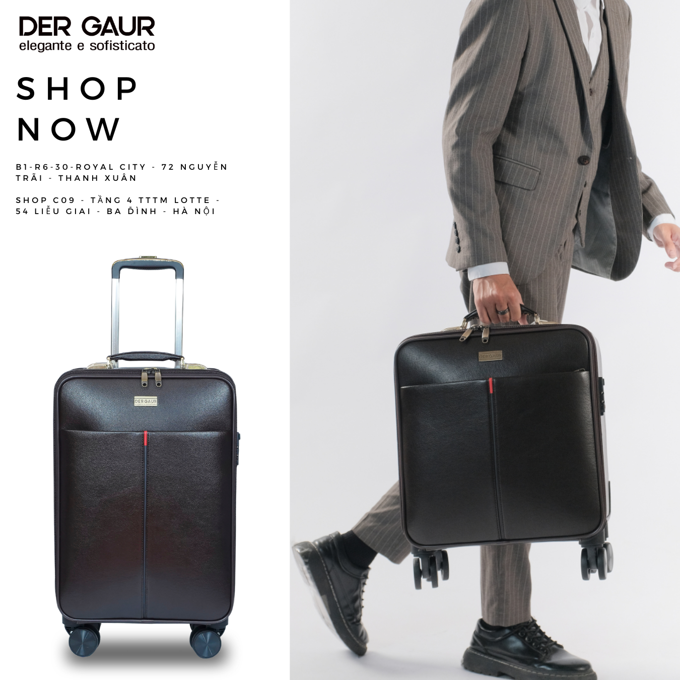 Vali Hành lý chất Da cao cấp DERGAUR DGJ E20 - 20