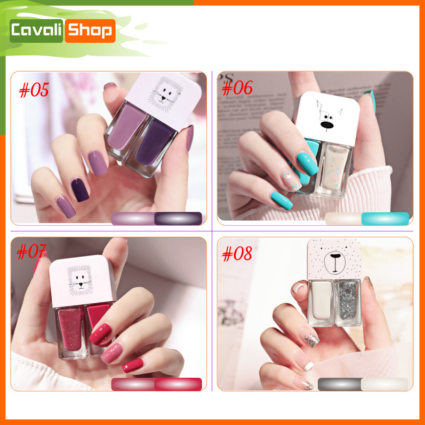 [HOT TREND] Set 2 chai sơn móng tay nhũ + lì – CAVALI – Dung tích 2*6ml nhỏ gọn nhiều màu xinh xắn cho bạn lựa chọn ( MUA 3 TẶNG 1 )