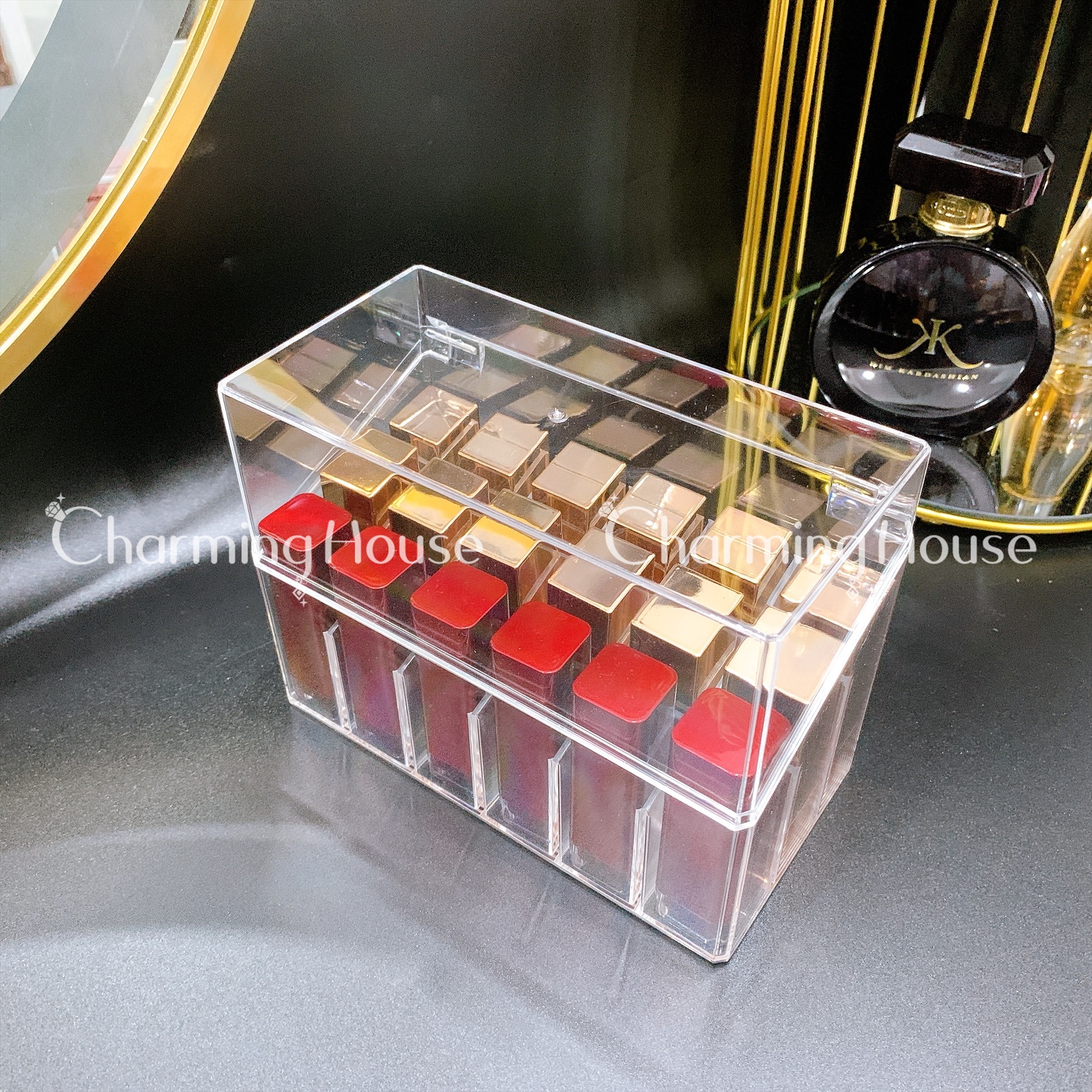 [HÀNG CÓ SẴN] -  KHAY ĐỰNG SON CÓ NẮP 24 THỎI SON CAO CẤP