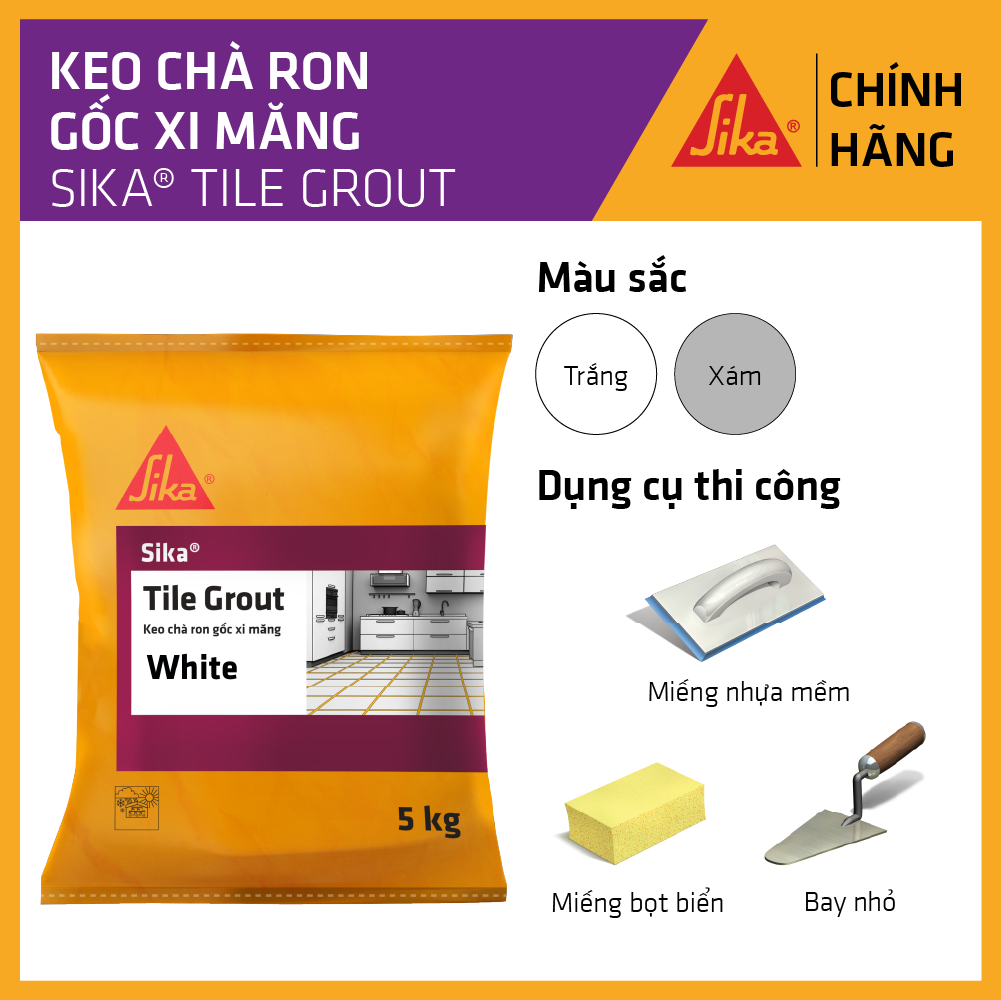 Sika - Keo chà ron chống thấm Sika ® Tile Grout (Trắng) (bao 5 kg)