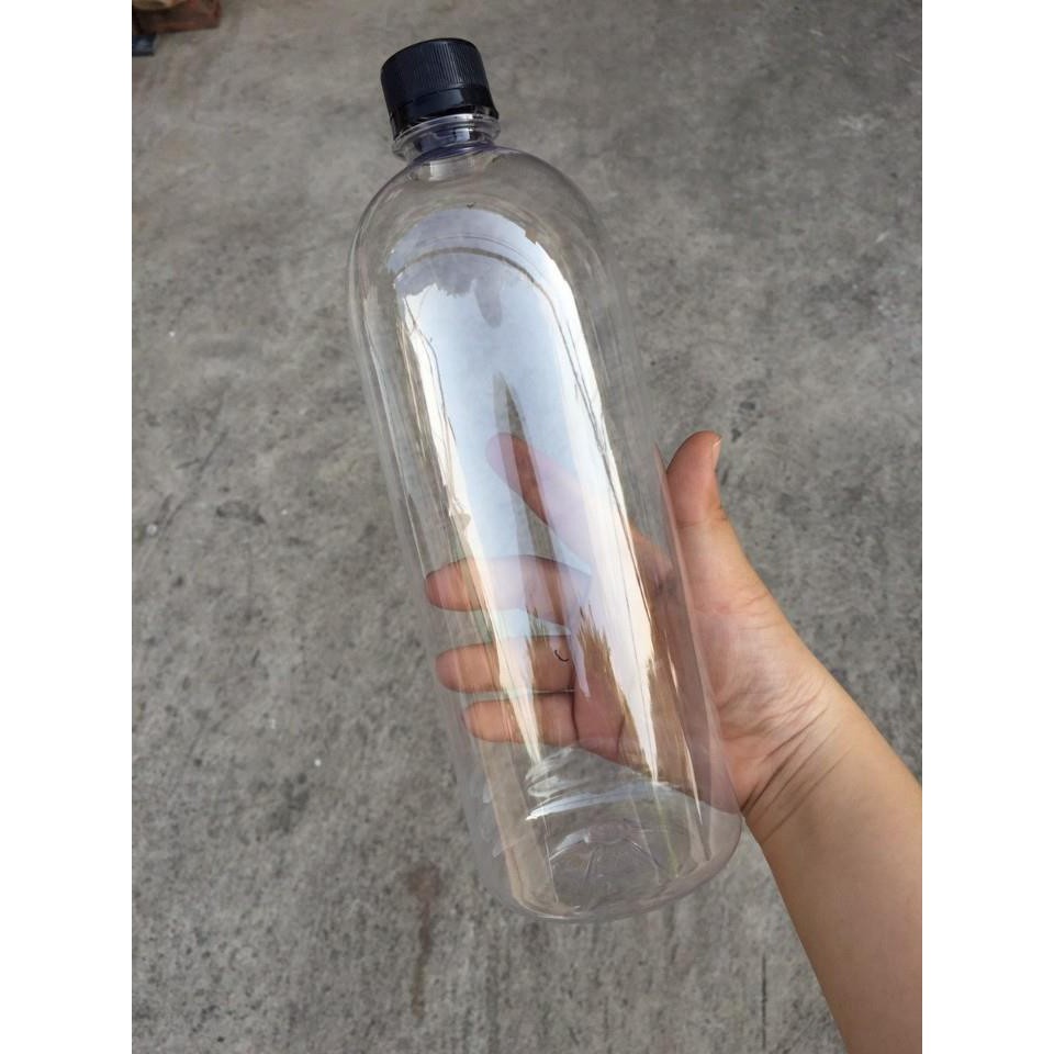 combo 50 chai nhựa 1 lít trơn nắp đen