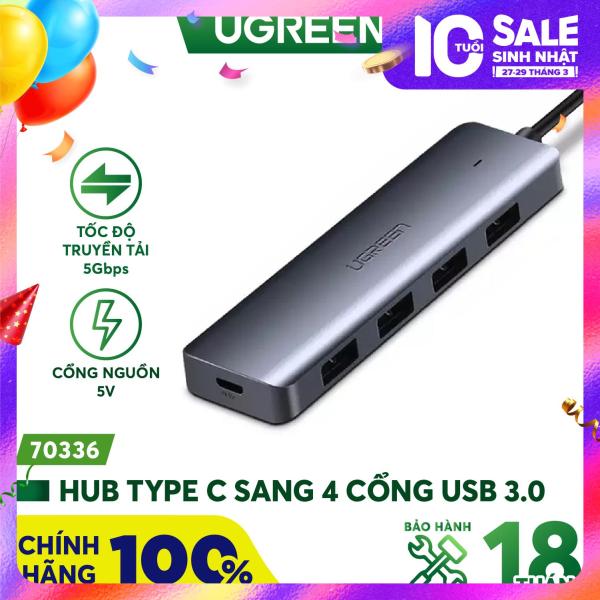 Hub chuyển đổi USB / USB type C sang 4 cổng USB 3.0 UGREEN CM219 CM136 - Hỗ trợ cổng nguồn Micro USB tốc độ truyền tải tối đa 5Gbps - Hàng phân phối chính hãng - Bảo hành 18 tháng