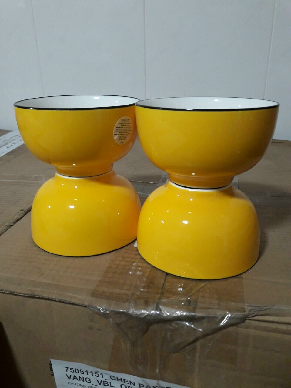 Set 06 Chén cơm sứ pastel tráng men vàng