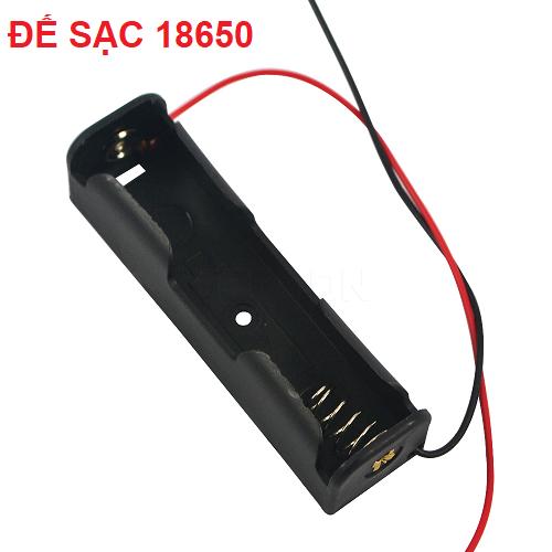 Đế đựng pin 18650 3.7v bằng nhựa có sẵn 2 dây dầu ra Đầu tiếp xúc pin bằng kim loại mạ niken (BỘ 2 SẠC)